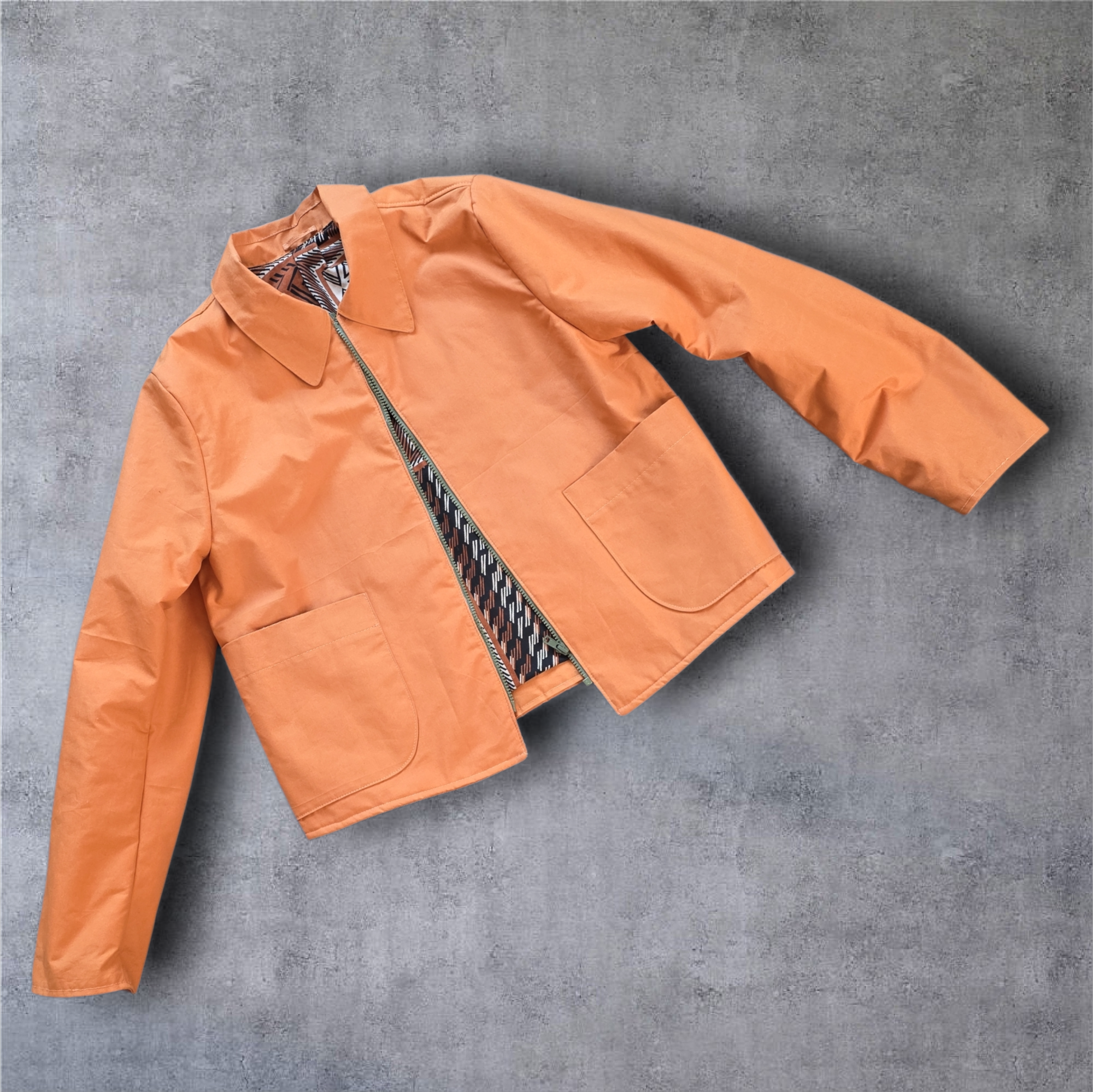Water-repellent waxed cotton jacket.